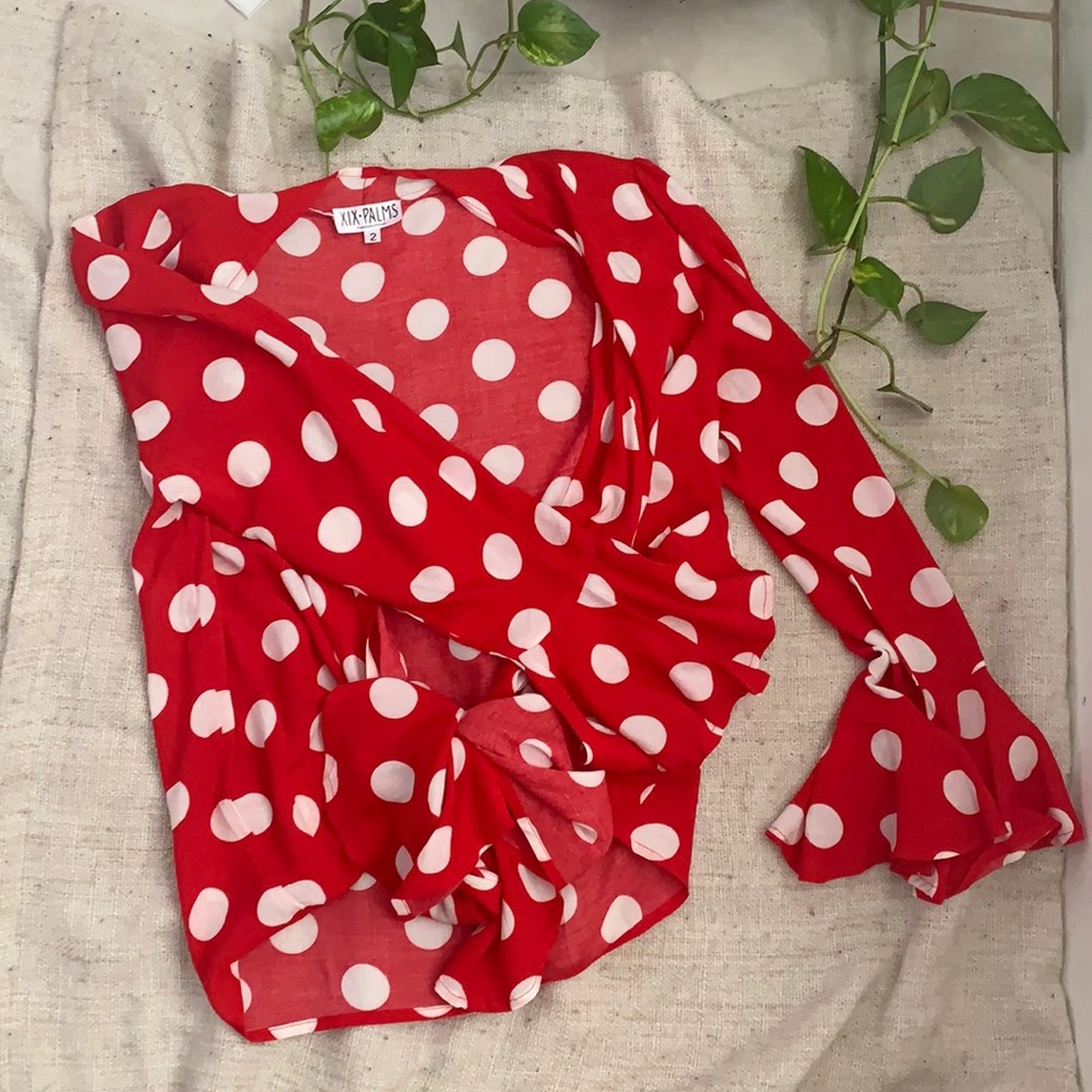 Tie Front Red Blouse